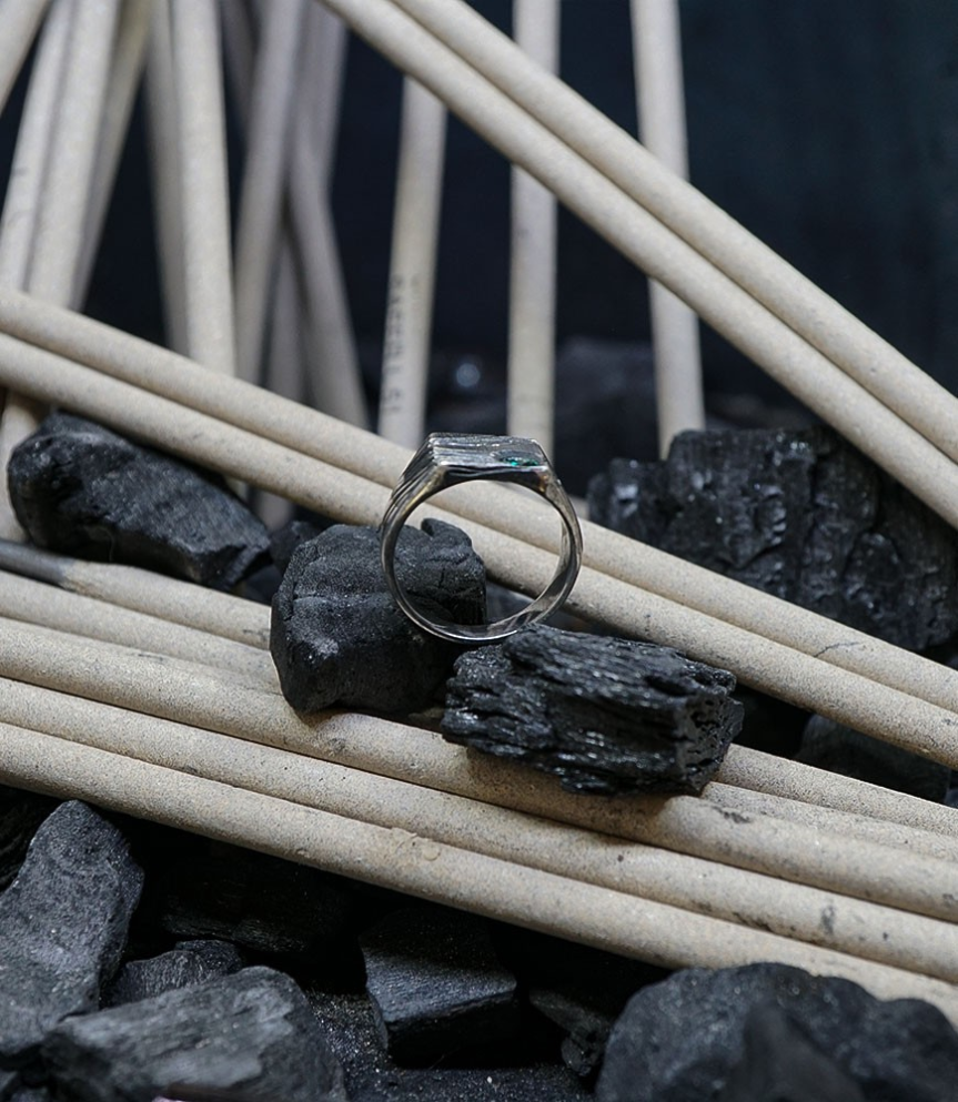 Chevalière argent et émeraude Krazystones