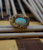Bague opale et émeraude en or et argent massif
