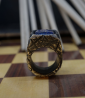 Bague pour Homme de créateur:Héphaïstos Stones Collection - Bague Diamants, Argent Massif et Lapis Lazuli