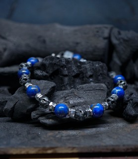 Bracelet de luxe pour homme en argent et Lapis- lazuli