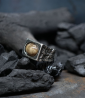 Krazystones ring in silver and fossil