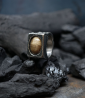 Krazystones ring in silver and fossil