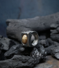 Krazystones ring in silver and fossil