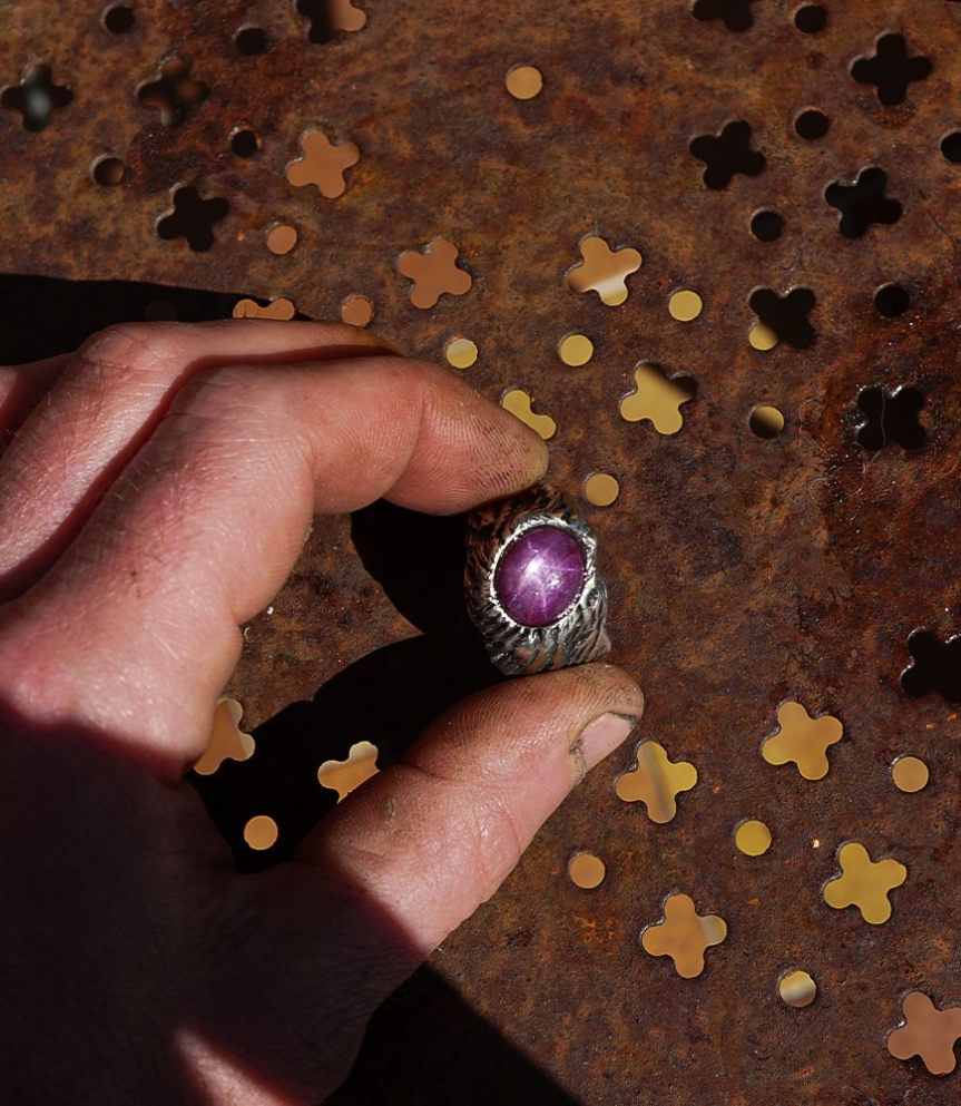 Geologic Stones Collection - Sterling Silver and Star Ruby Rings