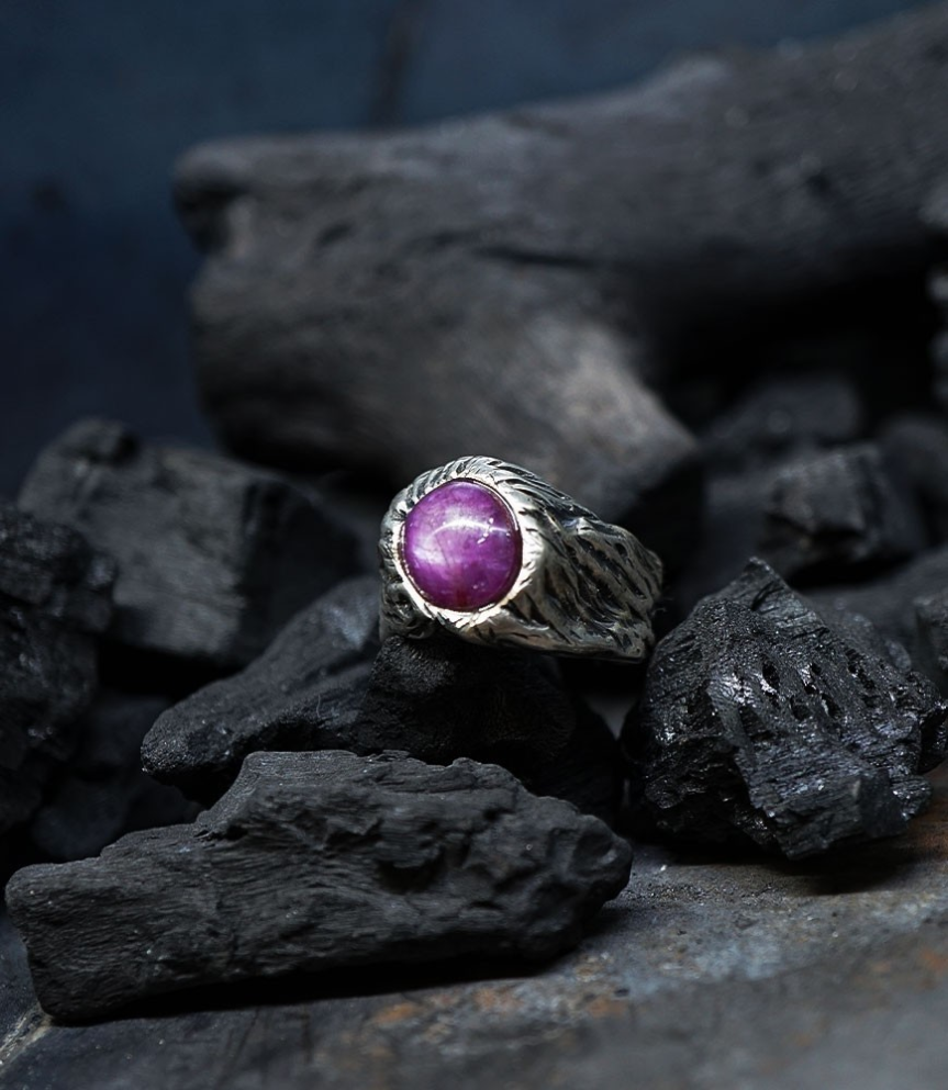 Geologic Stones Collection - Sterling Silver and Star Ruby Rings