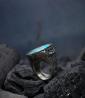 Designer ring in silver and turquoise