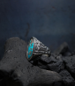 Designer ring in silver and turquoise