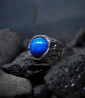 Bague de luxe pour homme en argent et lapis-lazuli