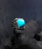 Pièce unique Krazystones bague en argent et turquoise