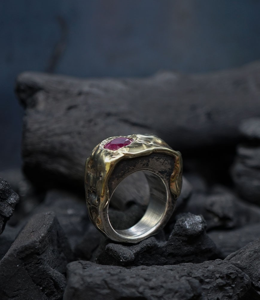 Hephaestus Stones Collection - Ruby, Gold and Sterling Silver Ring