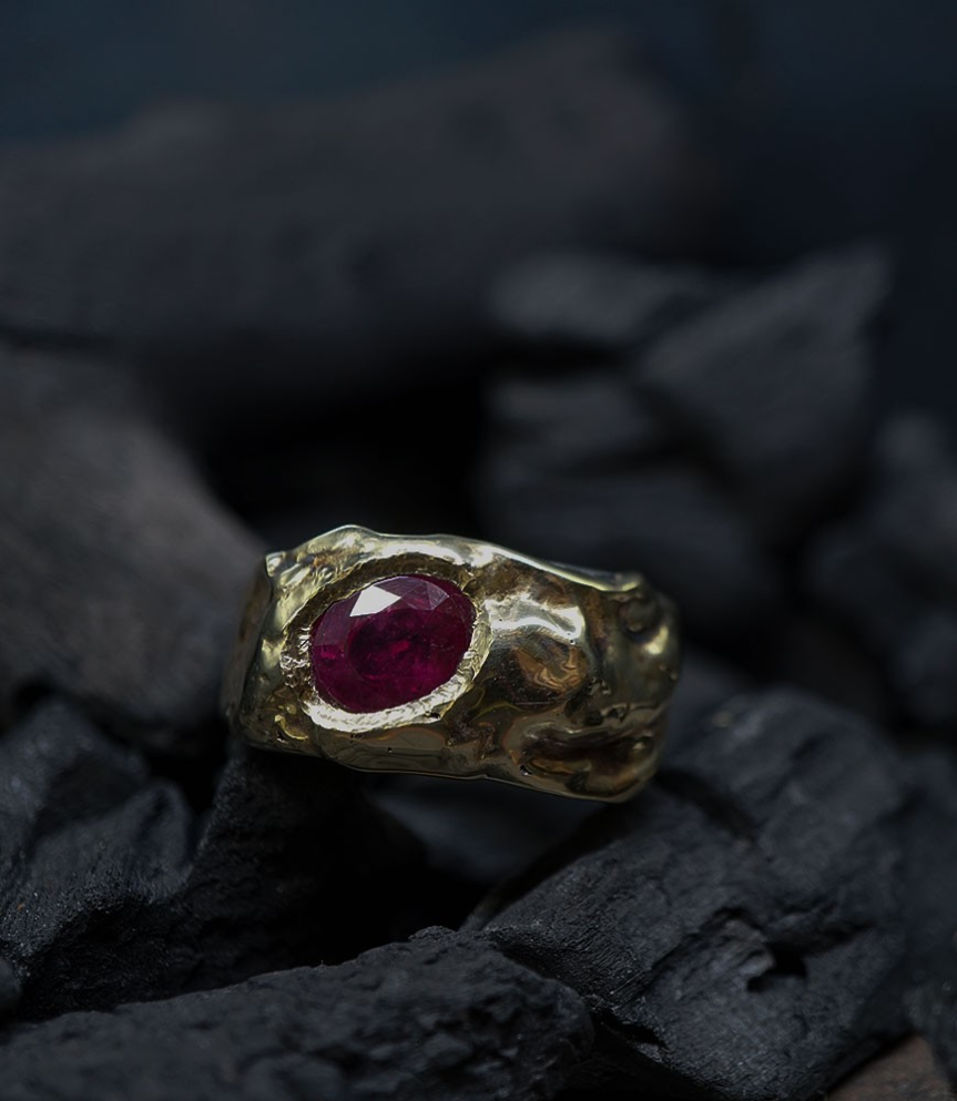 Hephaestus Stones Collection - Ruby, Gold and Sterling Silver Ring