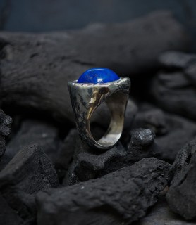 Pièce unique pour homme bague argent et Lapis- Lazuli