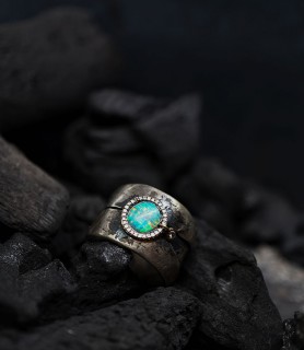 Bague en argent, or, diamants et opale bijoux de luxe Krazystones
