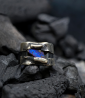 Bague en argent massif et opale pièce unique pour homme