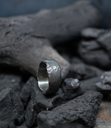 Hammered ring Krazystones in solid silver.