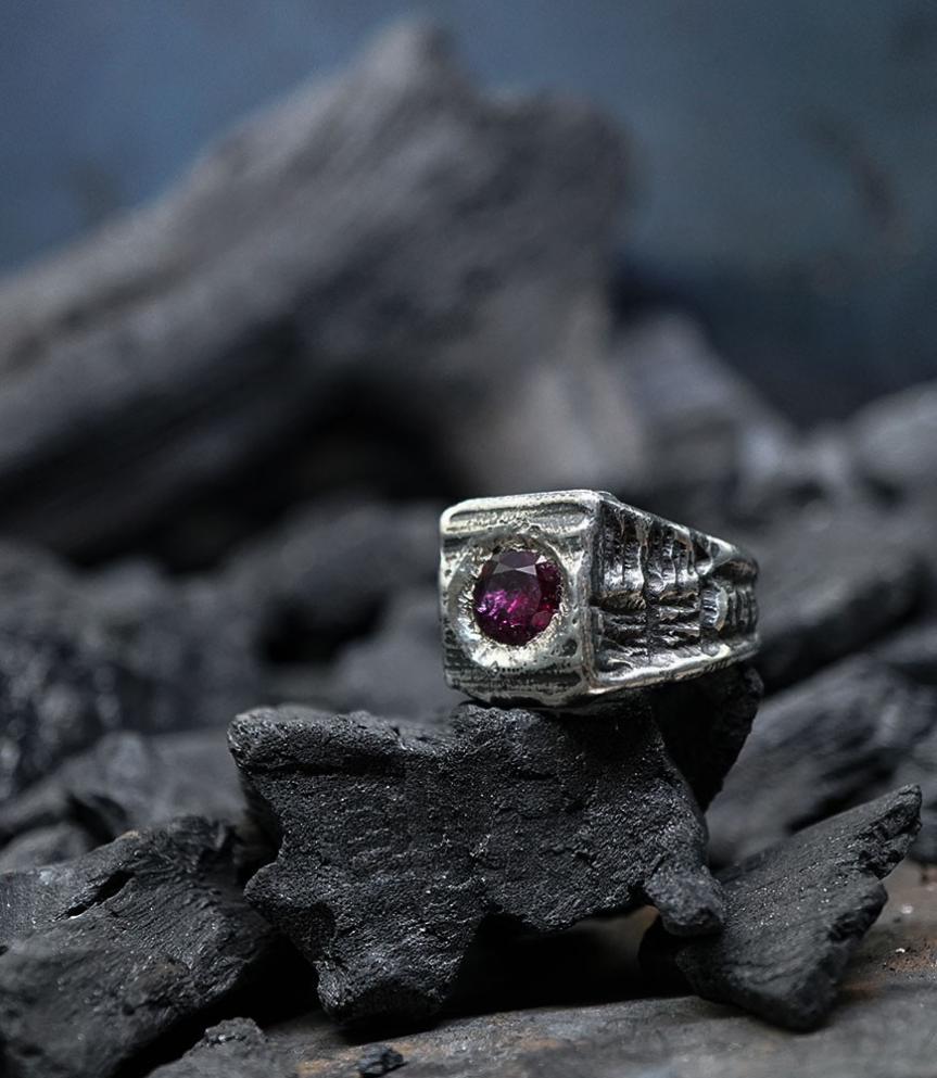 Geologic Stones Collection - Solid Silver and Ruby Rings