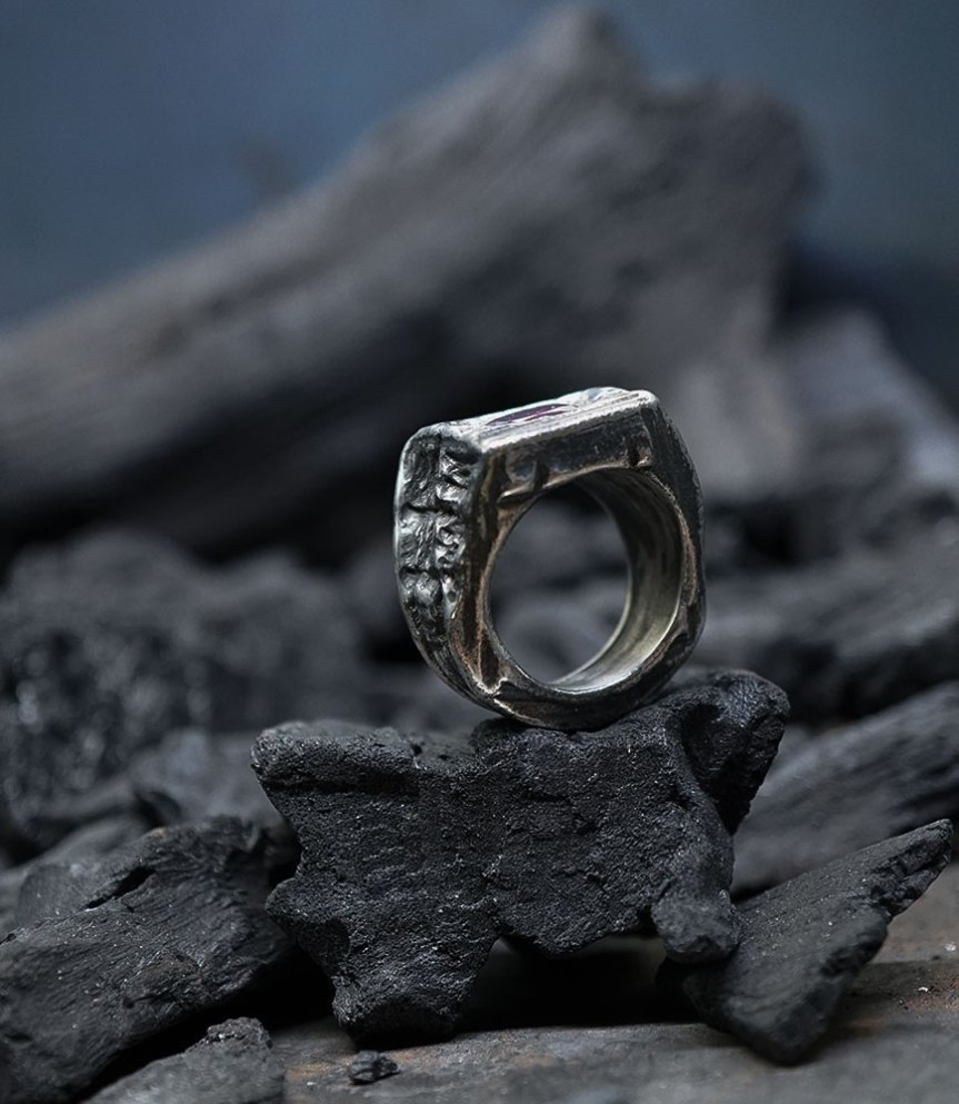 Geologic Stones Collection - Solid Silver and Ruby Rings
