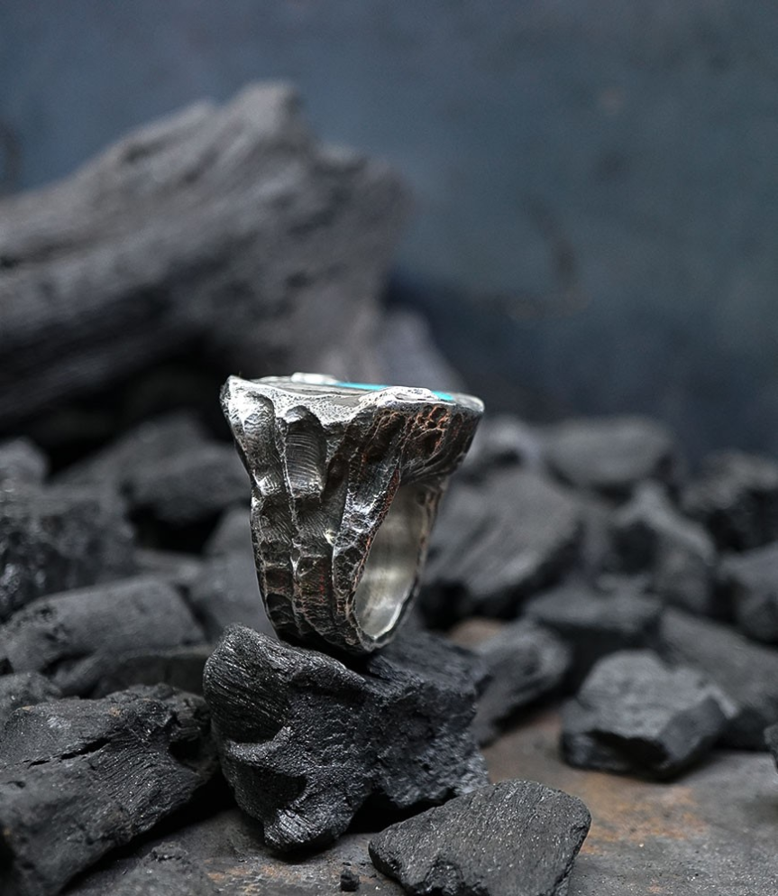 Krazystones ring in solid silver and Turquoise