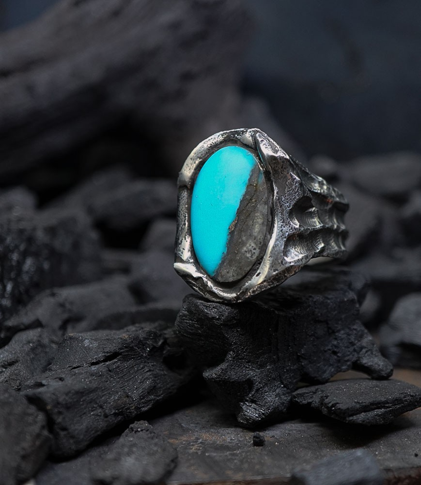 Krazystones ring in solid silver and Turquoise