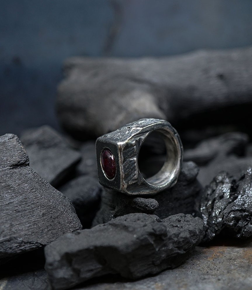 Geologic Stones Collection - Sterling Silver and Star Ruby Rings