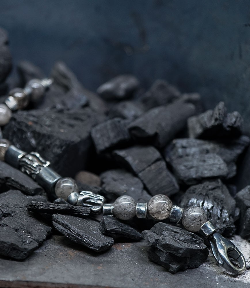 Bracelet Quarts Rutille Krazystones en argent massif.