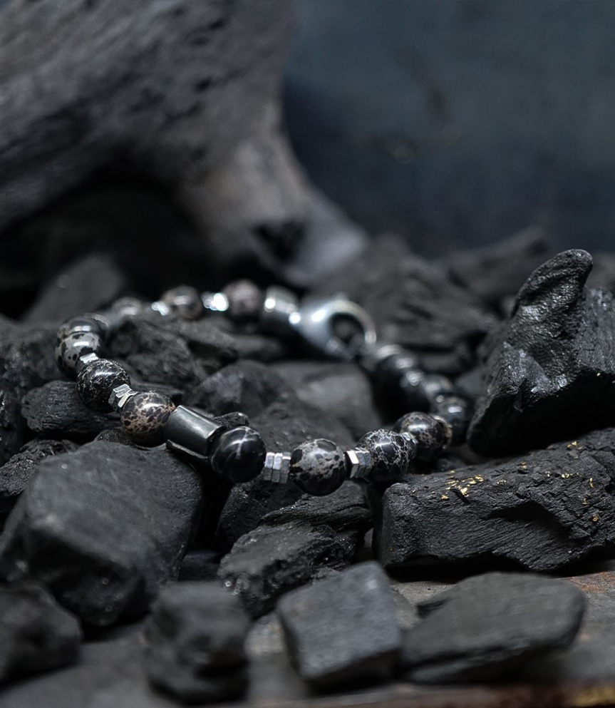 Bracelet Jaspe impérial Krazystones Hématites et argent massif.