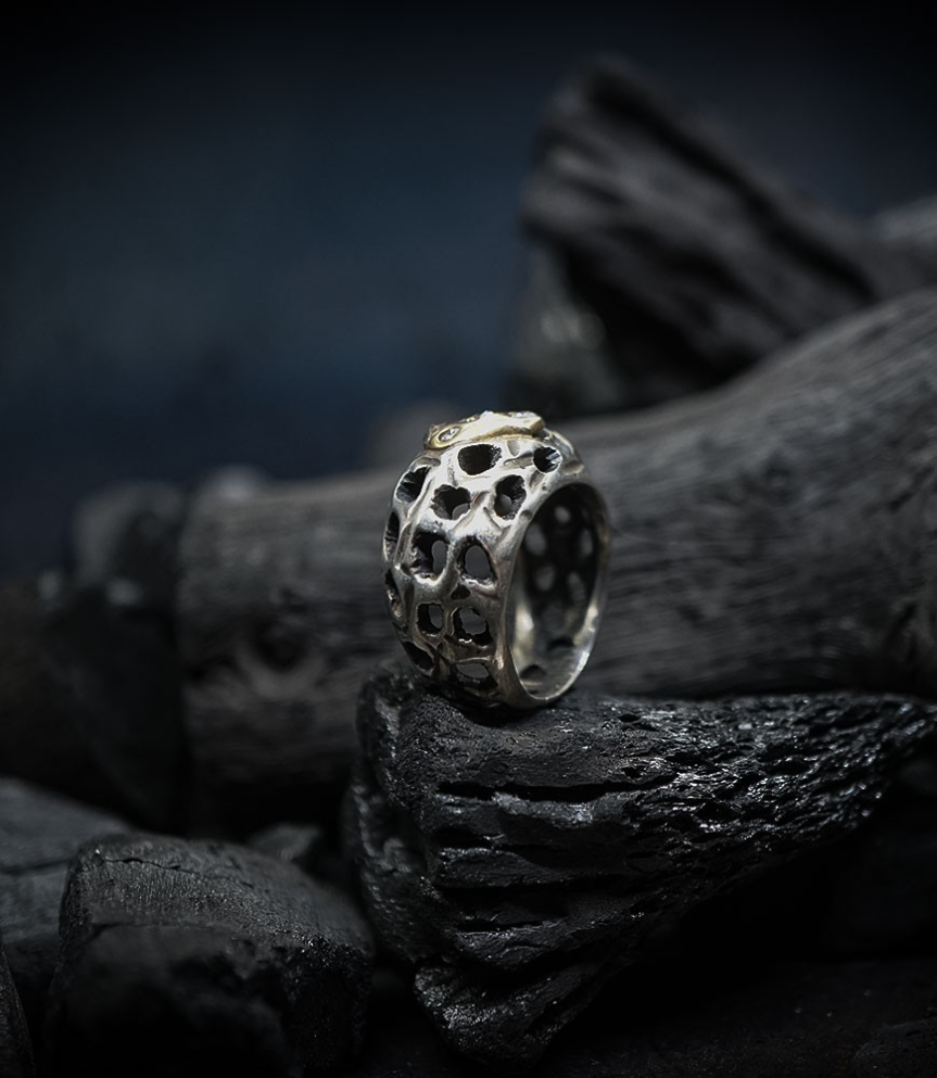 Bague diamants en argent et or de créateur