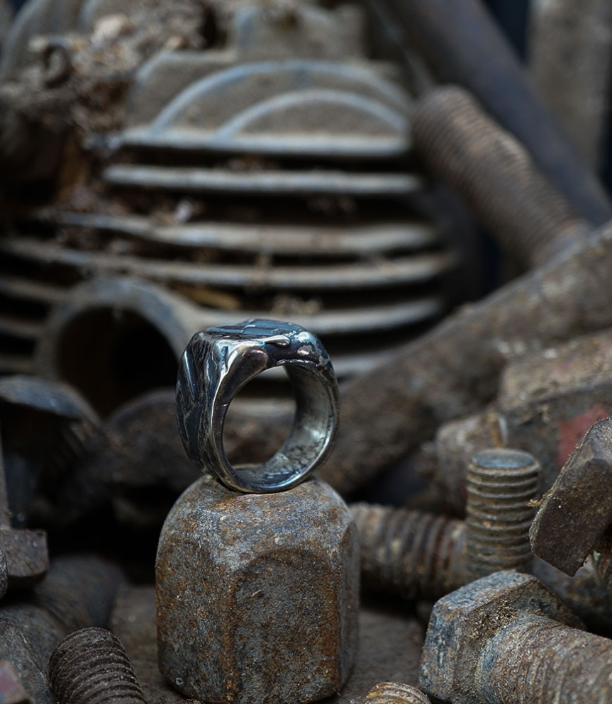 Bague argent et diamant piece unique Krazystones