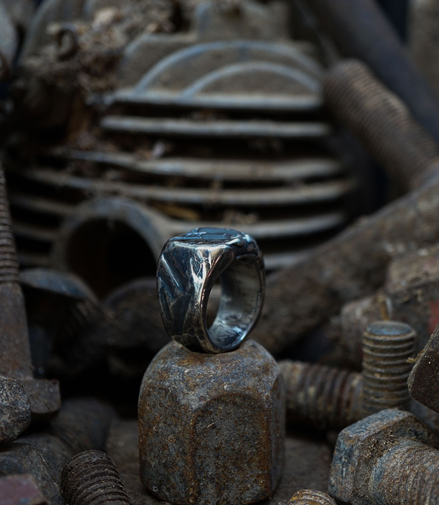 Bague argent et diamant piece unique Krazystones