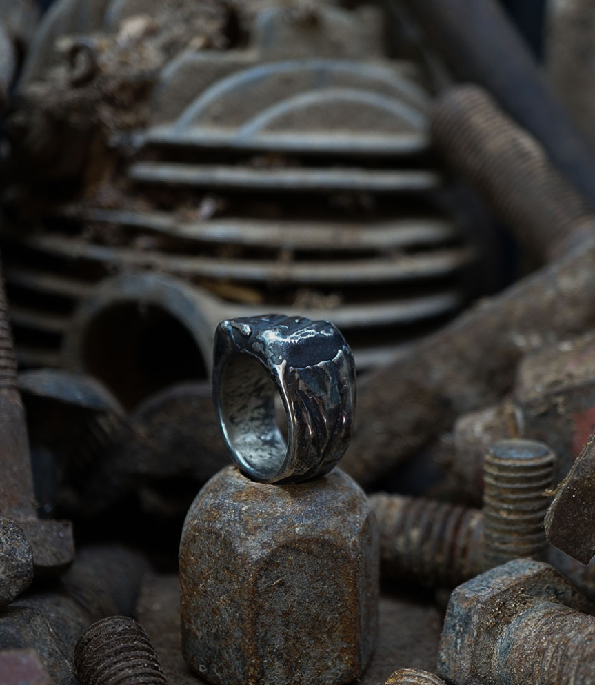 Bague argent et diamant piece unique Krazystones