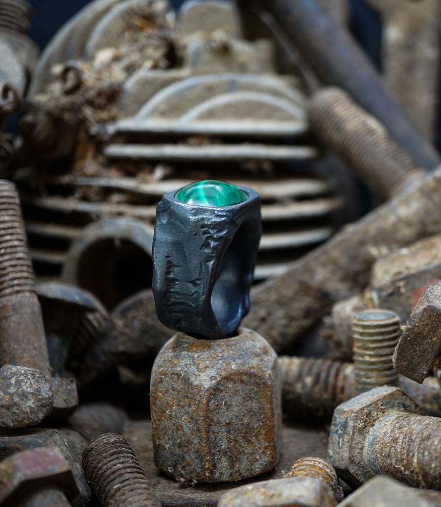 Designer ring for men in solid silver.