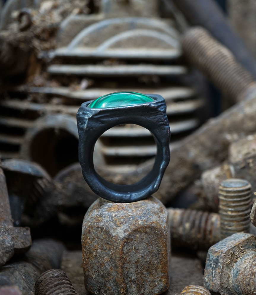 Designer ring for men in solid silver.