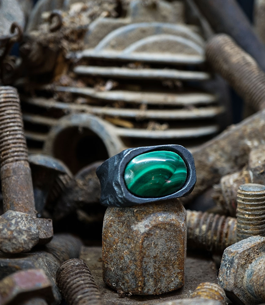 Designer ring for men in solid silver.