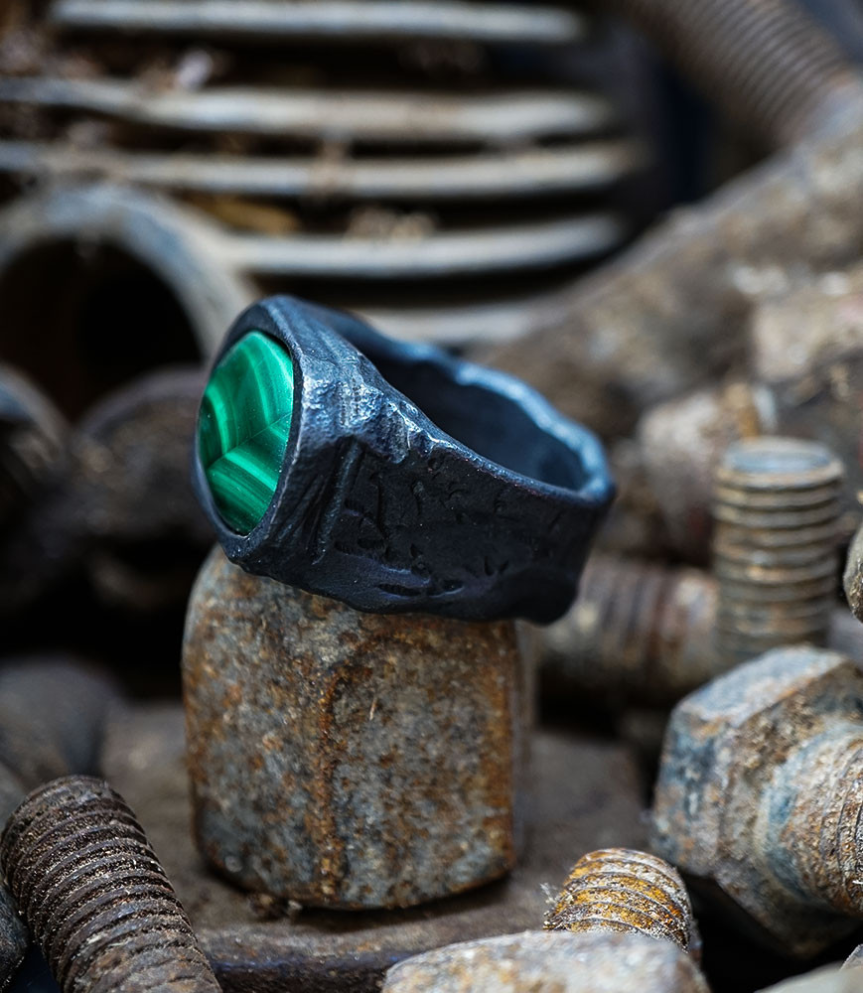 Designer ring for men in solid silver.