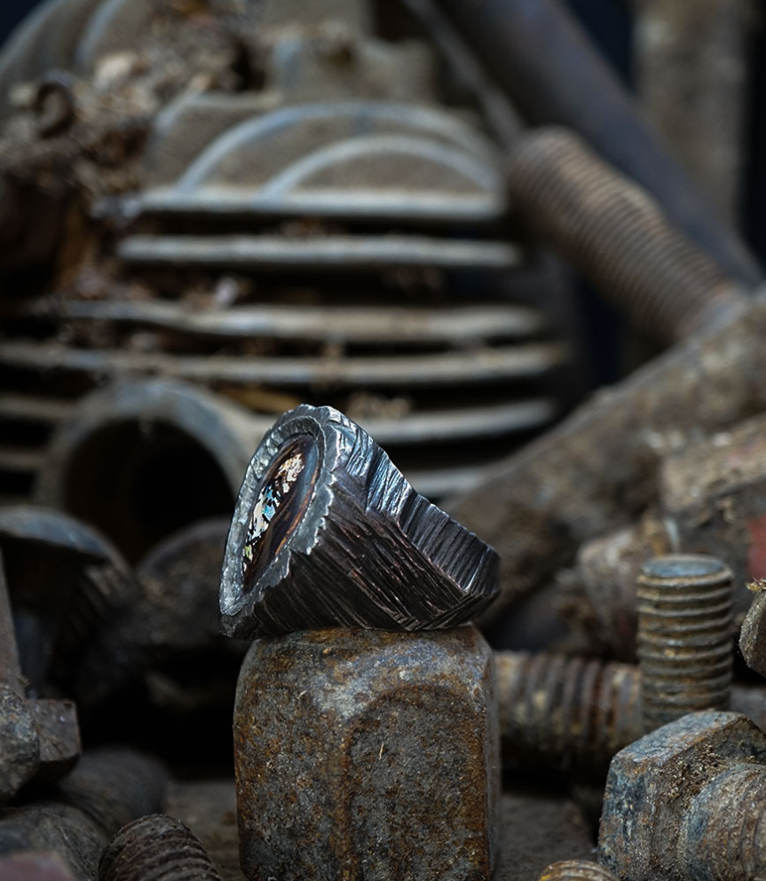 Bague opale en argent massif