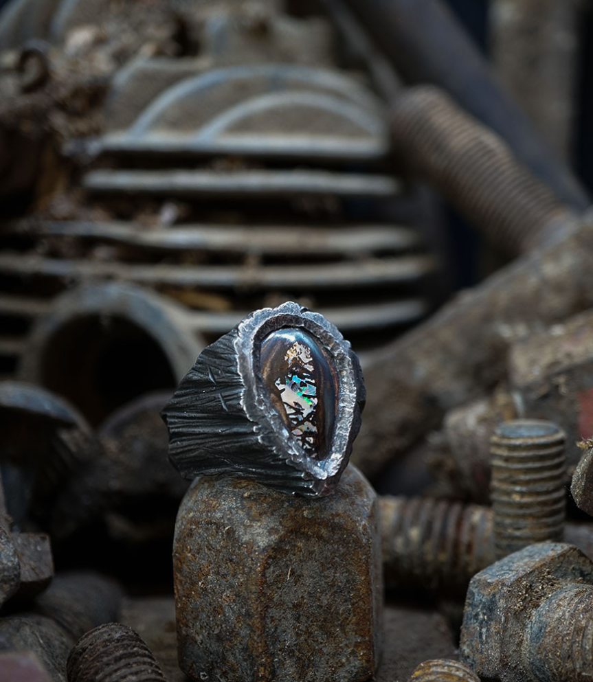 Bague opale en argent massif