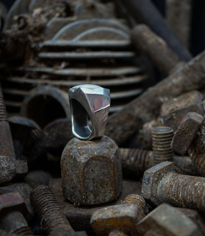 Bague nacre et argent massif création Krazystones