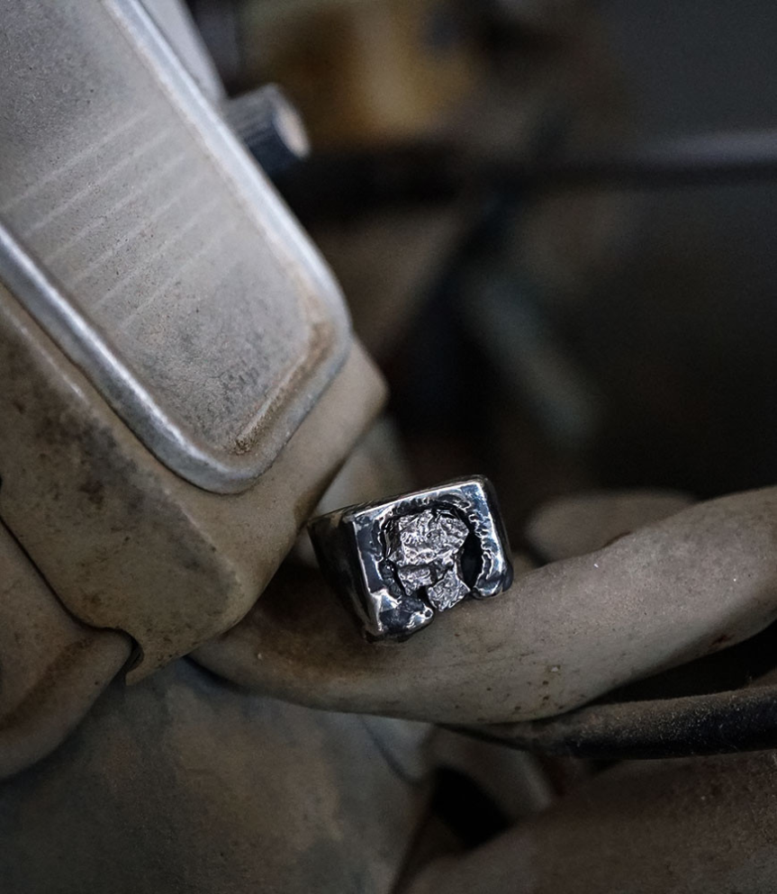 Meteorite and Sterling Silver Ring