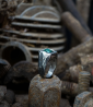 Ring created by Anthony Barrouyer in silver and malachite.