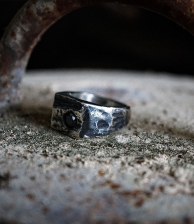 Bague argent et hématite.