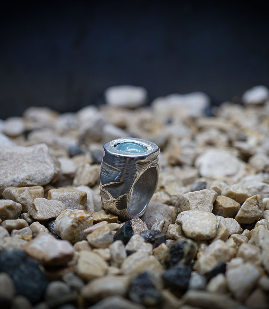 Bague argent et Aigue Marine en argent massif.