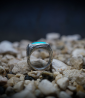 Silver ring with turquoise created by Anthony Barrouyer
