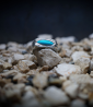 Silver ring with turquoise created by Anthony Barrouyer