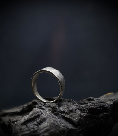 Hammered silver ring signed Krazystones.