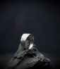 Hammered silver ring signed Krazystones.