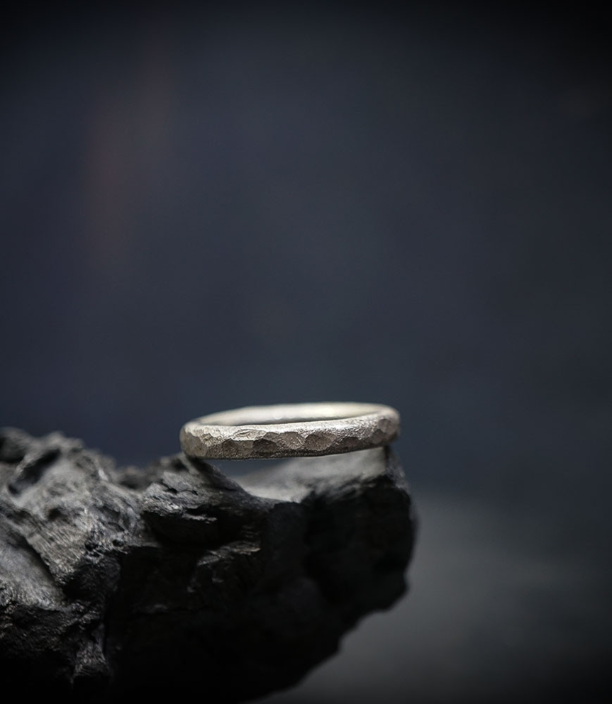 Hammered silver ring from the Krazystones collection.