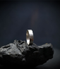 Hammered silver ring from the Anthony Barrouyer collection, signed Krazystones.