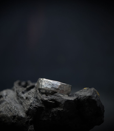 Hammered ring by Krazystones in solid silver.