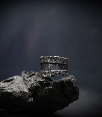 Hammered silver Krazystones ring.