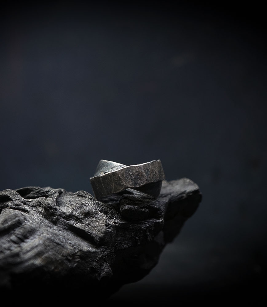 Hammered silver ring by Krazystones.